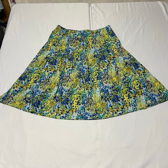 Talbots Skirt Batik Abstract Design Lined Pleated Side Zip Size 10 GUC - Picture 1 of 11